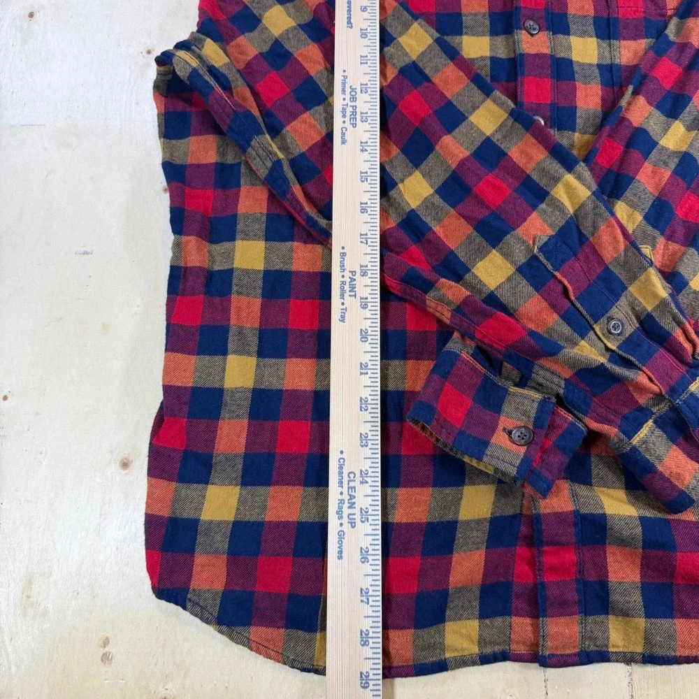 Cremieux Premium Denim Mens XXL Buffalo Plaid Flannel Shirt Red Blue Cotton - Picture 3 of 5